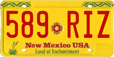 NM license plate 589RIZ