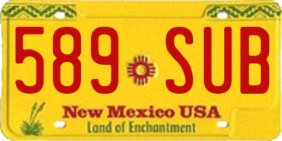 NM license plate 589SUB