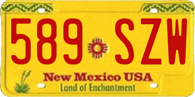NM license plate 589SZW
