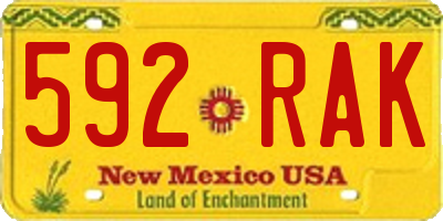 NM license plate 592RAK