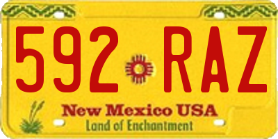 NM license plate 592RAZ
