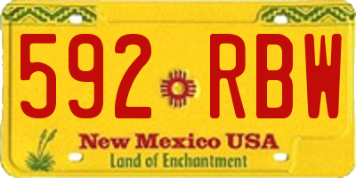 NM license plate 592RBW