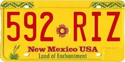 NM license plate 592RIZ