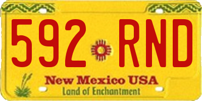 NM license plate 592RND