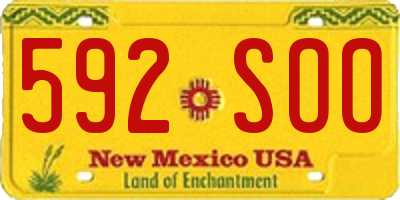 NM license plate 592SOO