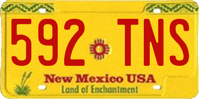 NM license plate 592TNS