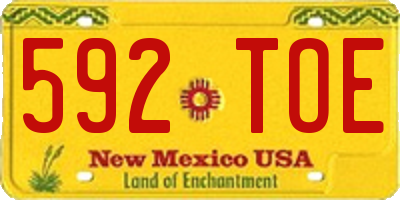 NM license plate 592TOE