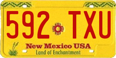 NM license plate 592TXU