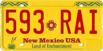 NM license plate 593RAI