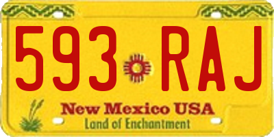 NM license plate 593RAJ