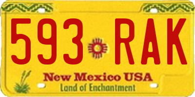 NM license plate 593RAK