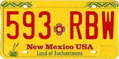 NM license plate 593RBW