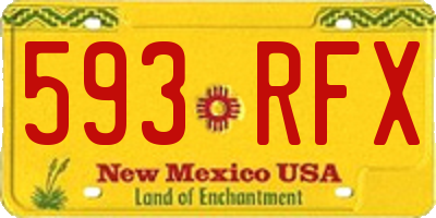 NM license plate 593RFX