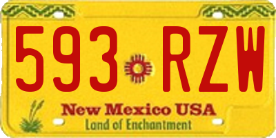 NM license plate 593RZW