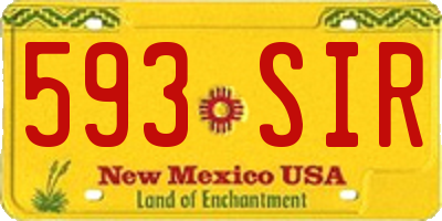 NM license plate 593SIR