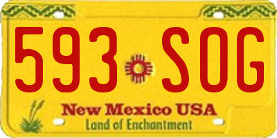 NM license plate 593SOG