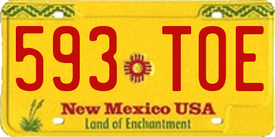 NM license plate 593TOE
