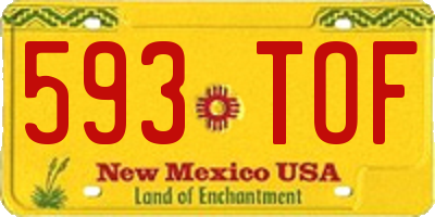 NM license plate 593TOF
