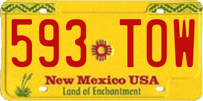 NM license plate 593TOW