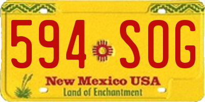 NM license plate 594SOG