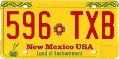NM license plate 596TXB