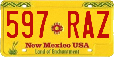 NM license plate 597RAZ