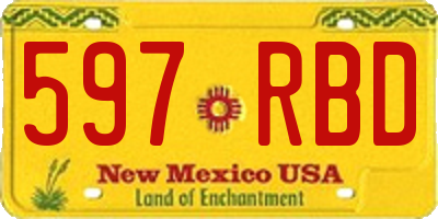 NM license plate 597RBD