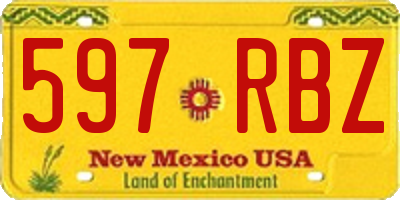 NM license plate 597RBZ