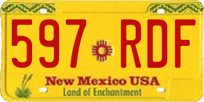 NM license plate 597RDF