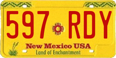 NM license plate 597RDY