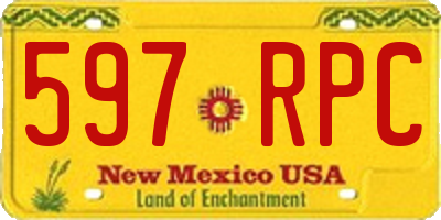 NM license plate 597RPC