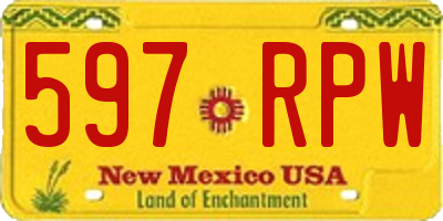 NM license plate 597RPW