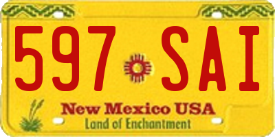 NM license plate 597SAI