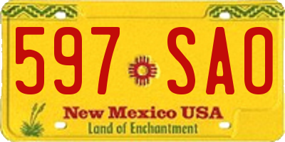 NM license plate 597SAO