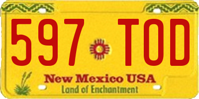 NM license plate 597TOD