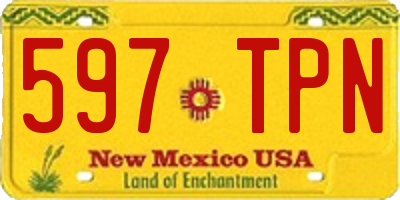 NM license plate 597TPN