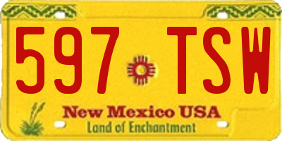 NM license plate 597TSW