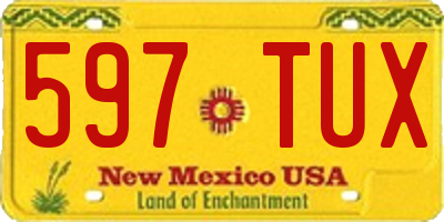 NM license plate 597TUX