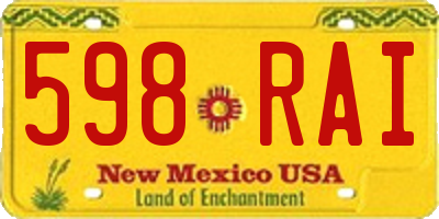 NM license plate 598RAI