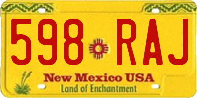 NM license plate 598RAJ