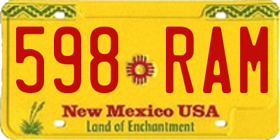 NM license plate 598RAM