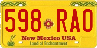 NM license plate 598RAO