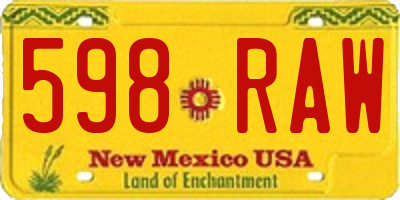 NM license plate 598RAW