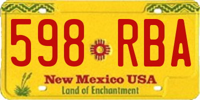 NM license plate 598RBA