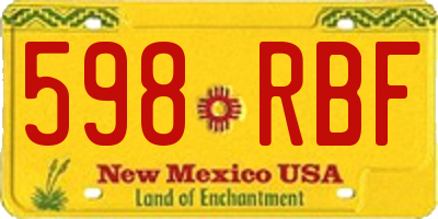 NM license plate 598RBF