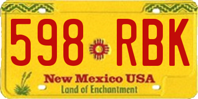 NM license plate 598RBK