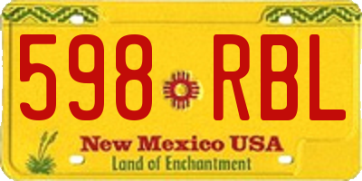 NM license plate 598RBL