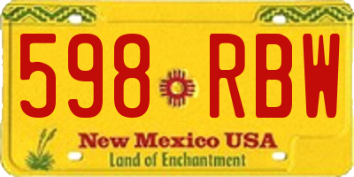 NM license plate 598RBW