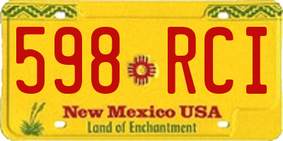 NM license plate 598RCI