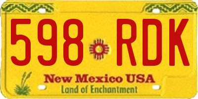 NM license plate 598RDK